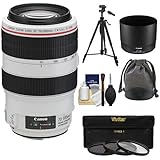 Canon EF 70-300mm f/4-5.6 L IS USM Zoom Lens + 3 UV/ND8/CPL Filters + Tripod Kit for EOS 6D, 70D, 5D Mark II III, Rebel T3, T3i, T4i, T5, T5i, SL1 DSLR Cameras