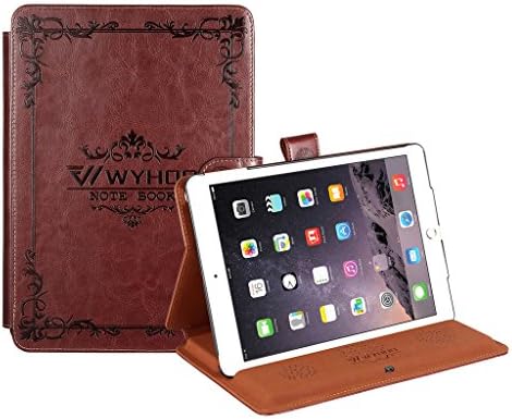 WYHOO Bluetooth Speaker/Mobile Power/Case Cover for iPad Air/Air2,Vintage Soft PU Leather 3in1 Mutilfunciton Rechargable Battery External Power Folio Kickstand Protective Skin for iPad Air 1/2-Brown