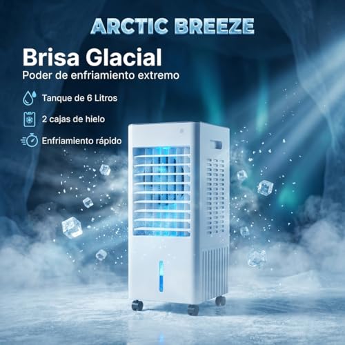NOMEY 4 En 1 Enfriador de Aire Portatil, 13L Tanque Aire Acondicionado Portatil, 4 Modos 3 Velocidades, Apagado Automático, Temporizador de 7.5h, 20H de Enfriamiento, Ideal Para Dormitorios, Oficinas