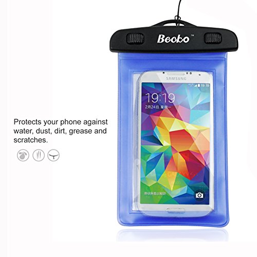 Becko Blue Waterproof Case Touch Responsive Front and Back, Universal Waterproof Wallet, Dry Bag, Pouch for 4.7" Cell Phone, IPhone 6, 5, 5s, 5c, 4, Samsung Galaxy S3, S4, LG G3, G2, HTC M8, M7, Gps, Mp3 Player and Digital Cameras. Perfect to Swimming, Su - Thumbnail 7
