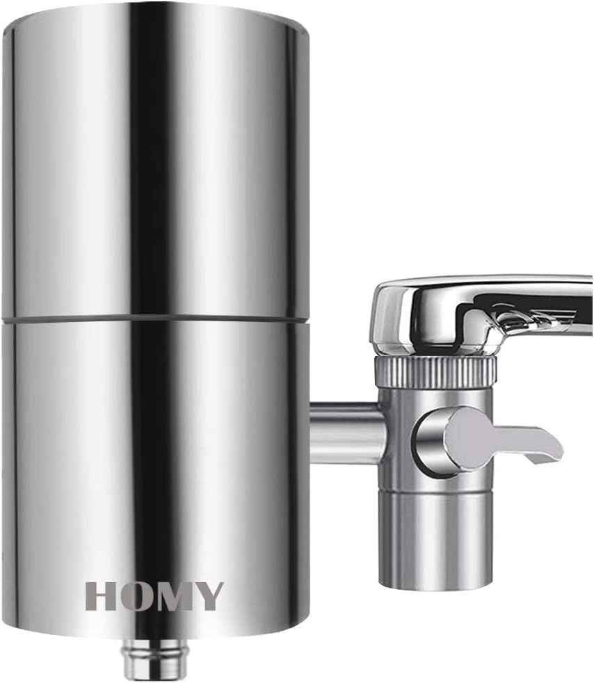 HOMY Faucet Mount Water Filter, SUS304 Stainless Steel Housing & Multiple High Precision Filtration System Reduce Chlorine, Fluoride, BPA Free, Fits Standard Faucets,Home Healthy Drinking Water Filter: Home & Kitchen