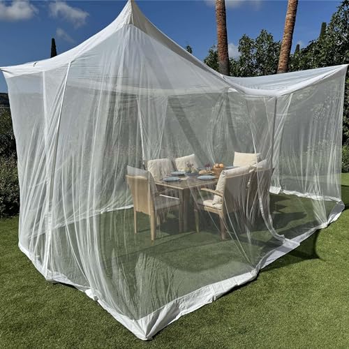4x3M Patio Mosquito Net | Extra Large Sizes & Fabric Designed for Outdoor | White Insect Protection Mesh for Gazebo, Porch & Garden Patio