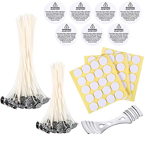 Leinuosen 601 Pieces Candle Making Kit with Candle Wicks, Candle Wick Centering Device, Candle Warning Labels and Candle Wick Stickers for Candle Making and DIY