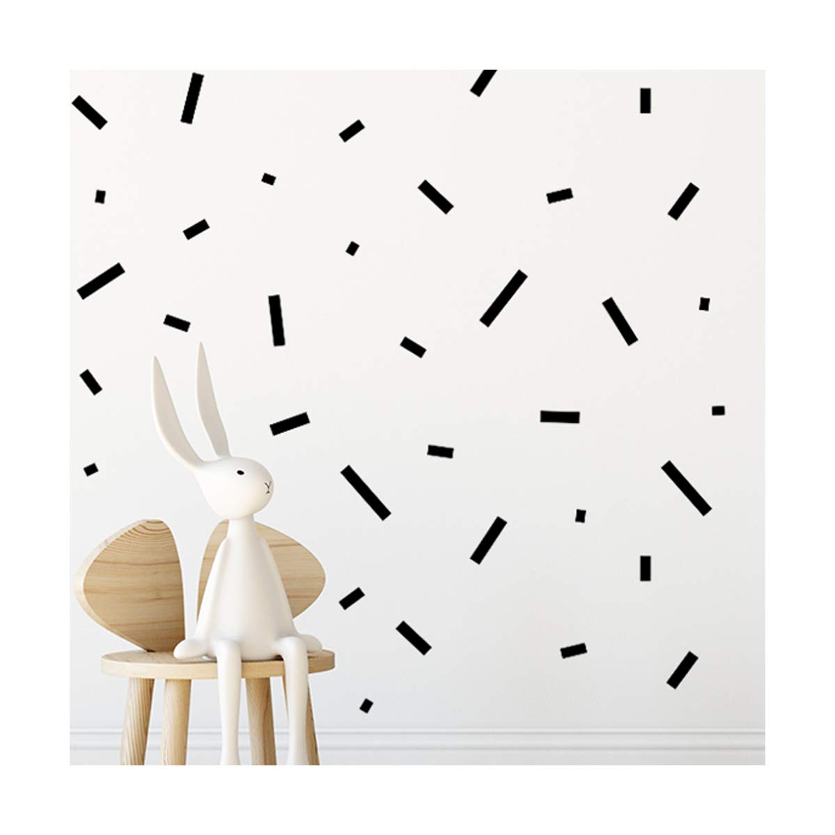 StickerDeen | Rectangle Confetti Shape Decoration Removable Wall Art Vinyl Decal Stickers | (Pack of 316) (Black)