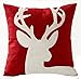 Cotton Linen Square Decorative Throw Pillow Case Cushion Cover Beige Shadow Deer Red Background Best Christmas Gift 18 