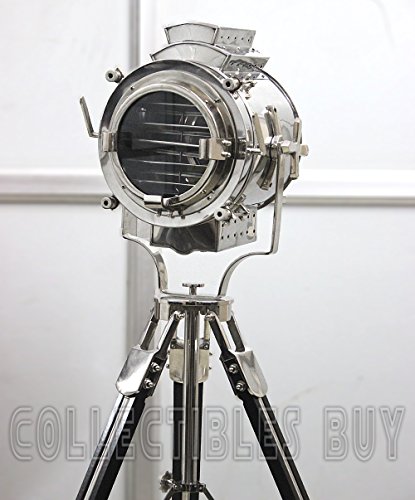 Vintage Modern Collectible Chrome Searchlight Home Black Screw Tripod Nautical Spotlights