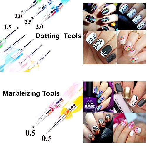 10pcs Nail Art Gel Carving Pen Acrylic Dotting Tool Nail Silicone Brushes Set Pottery Clay Sculpting Tools,Nail Dotting Pen 2 Way Double Ended