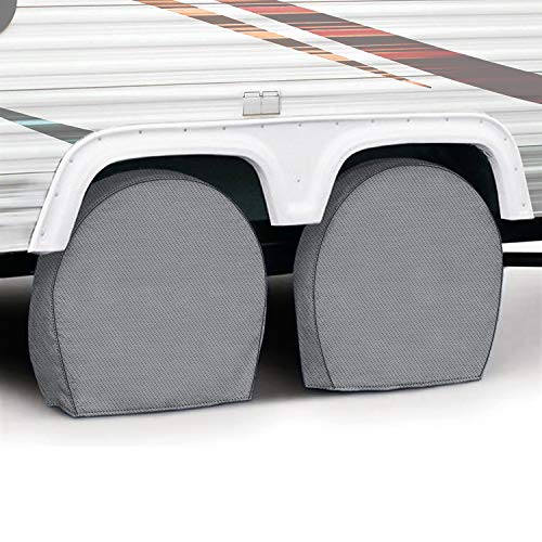 KAKIT Tire Cover Set of 2 for RV, 5 Layers Waterproof Motorhome Spare Wheel Tire Covers for Trailers Jeep Truck Car Camper Fit up to 29" Tire Diameters
