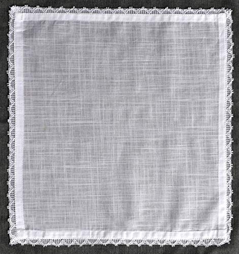 Cotton White Women Handkerchief With Lace 6Pack, Wedding Party Cotton Hanky, Bridal Wedding Lace Handkerchief, Premium Vintage Handkerchief, Cloth Napkins, Wedding Napkins -12x12 Inch -White - Thumbnail 3