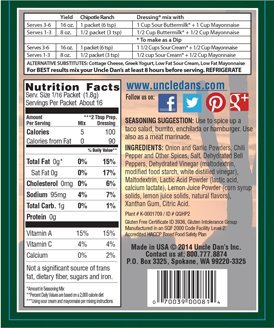 Uncle Dan's Dips, Seasonings and Salad Dressings Mix Packets - Chipotle Ranch - For the Perfect Homemade Flavor in Your Dry Rubs, Pasta Sauces & Marinades - 1 Packet