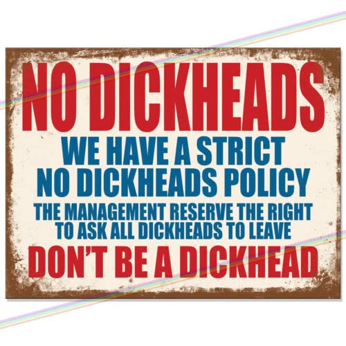 No Dickheads Metal Bar Sign Funny Father's Day Gift Accessories Home Pub Outdoor Garden Bar Retro Vintage Wall Plaque Man Cave Signs Memorabilia 20cm x 15cm