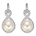 EleQueen 925 Sterling Silver CZ AAA Button Cream Freshwater Cultured Pearl Infinity Bridal Drop Earrings (8mm)