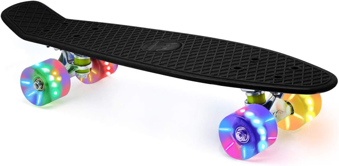 Merkapa 22" Complete Skateboard with Colorful LED Light up Wheels for Beginners
