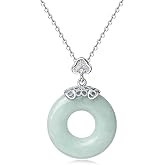 QVFVJA Real Jade Donut Pendant Necklace for Women Genuine Jadeite Circle Round Charm Jewelry Birthday Valentine's Day Gifts for Her Good Luck Protection