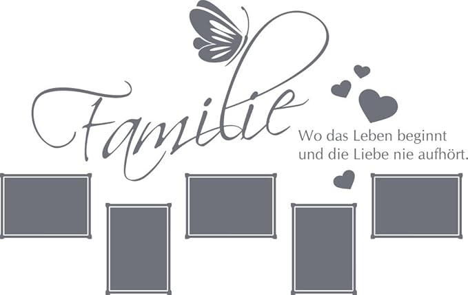 GRAZDesign 160004_57_071 Wandtattoo Bilderrahmen Fotowand selbst Gestalten | Wand-Spruch Familie (90x57cm // 071 grau)