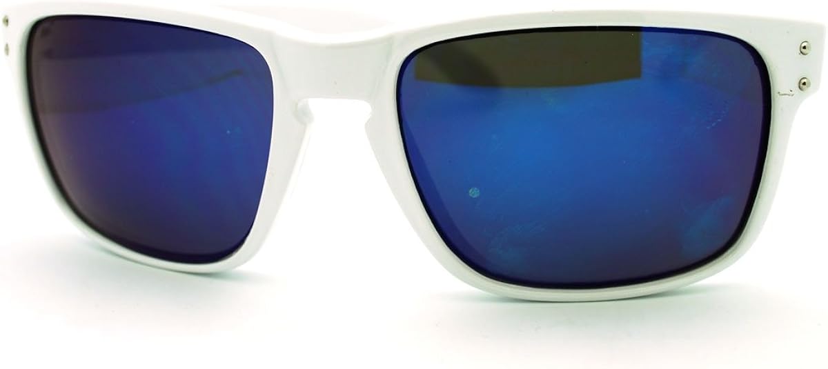 Amazon.com: Blue Mirror Lens Sunglasses Classic Sports Rectangular