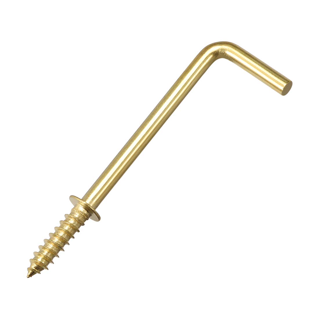 sourcing map 2.8" Screw Eye Hooks Self Tapping Screws Screw-in Hanger Hooks with Plate Golden 20pcs