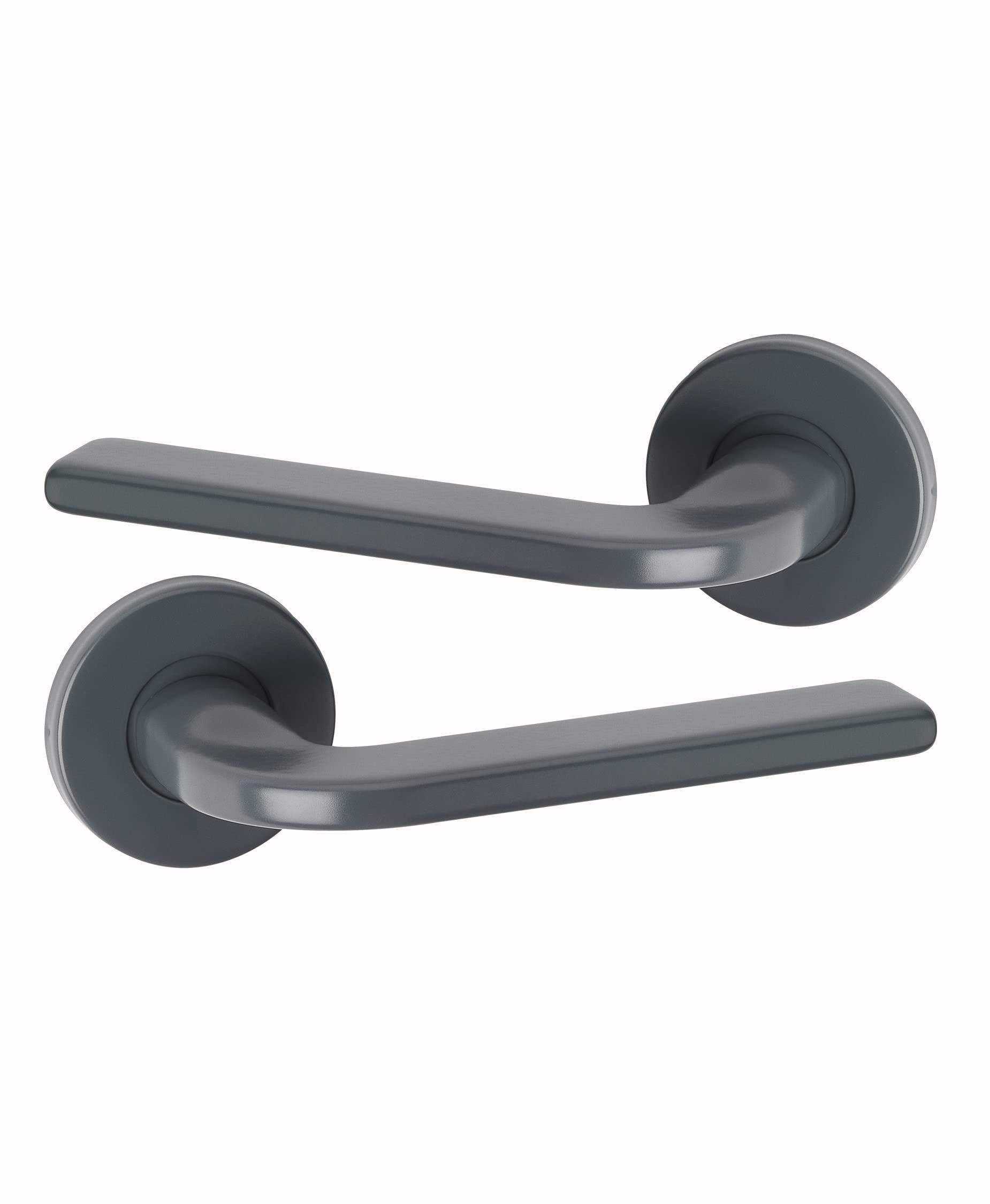 URFIC Lever Latch on Rose Slate Grey Door Handles for Internal and External Doors Gloucester Set of 2 Levers. Wooden White, Oak or Walnut Interior and Exterior Doors