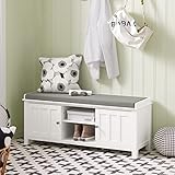 Haotian Shoe Storage Bench Entryway, White Window