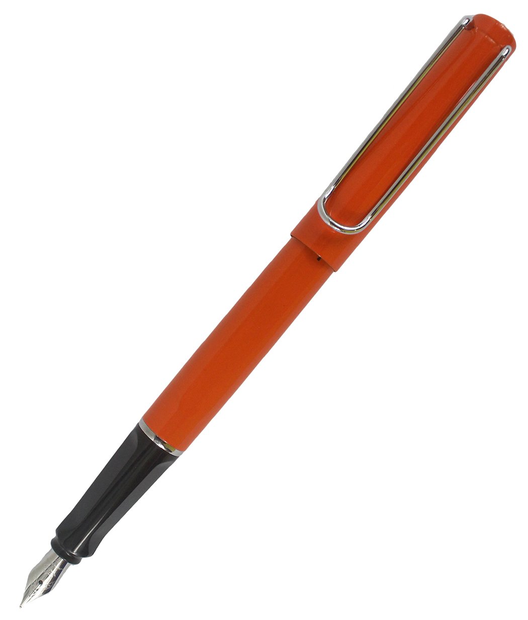 Gullor Jinhao Metal Fountain Pen 599, U Type Silver Trim, Orange