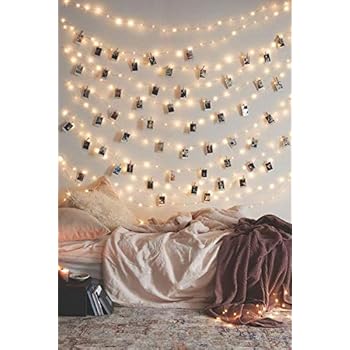 Photo Clip String Lights 17Ft - 50 LED Fairy String Lights with 50 Clear Clips for Hanging Pictures, Photo String Lights with Clips - Perfect Dorm Bedroom Wall Decor Wedding Decorations