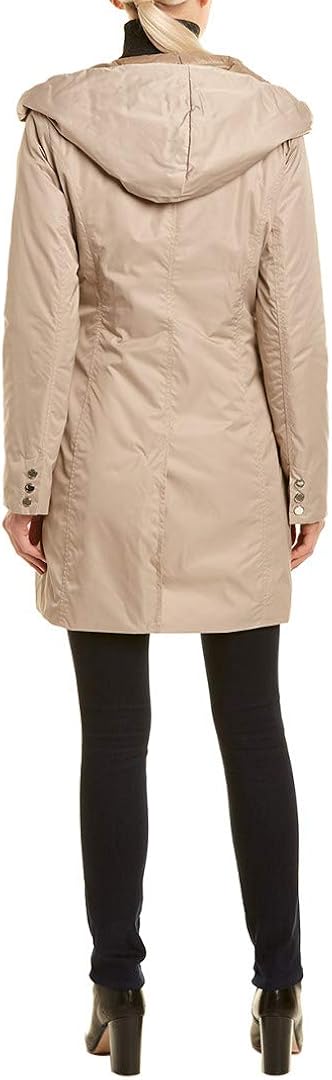 Beige Tahari Womens Hooded Raincoat L 