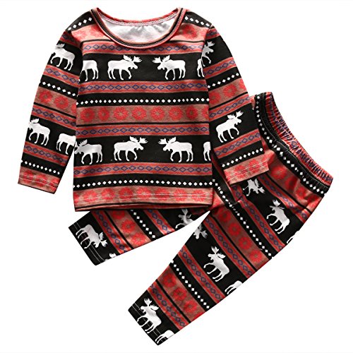 Baby Boys Girls Christmas Deer Snowflake Long Sleeve Pajamas Outfit