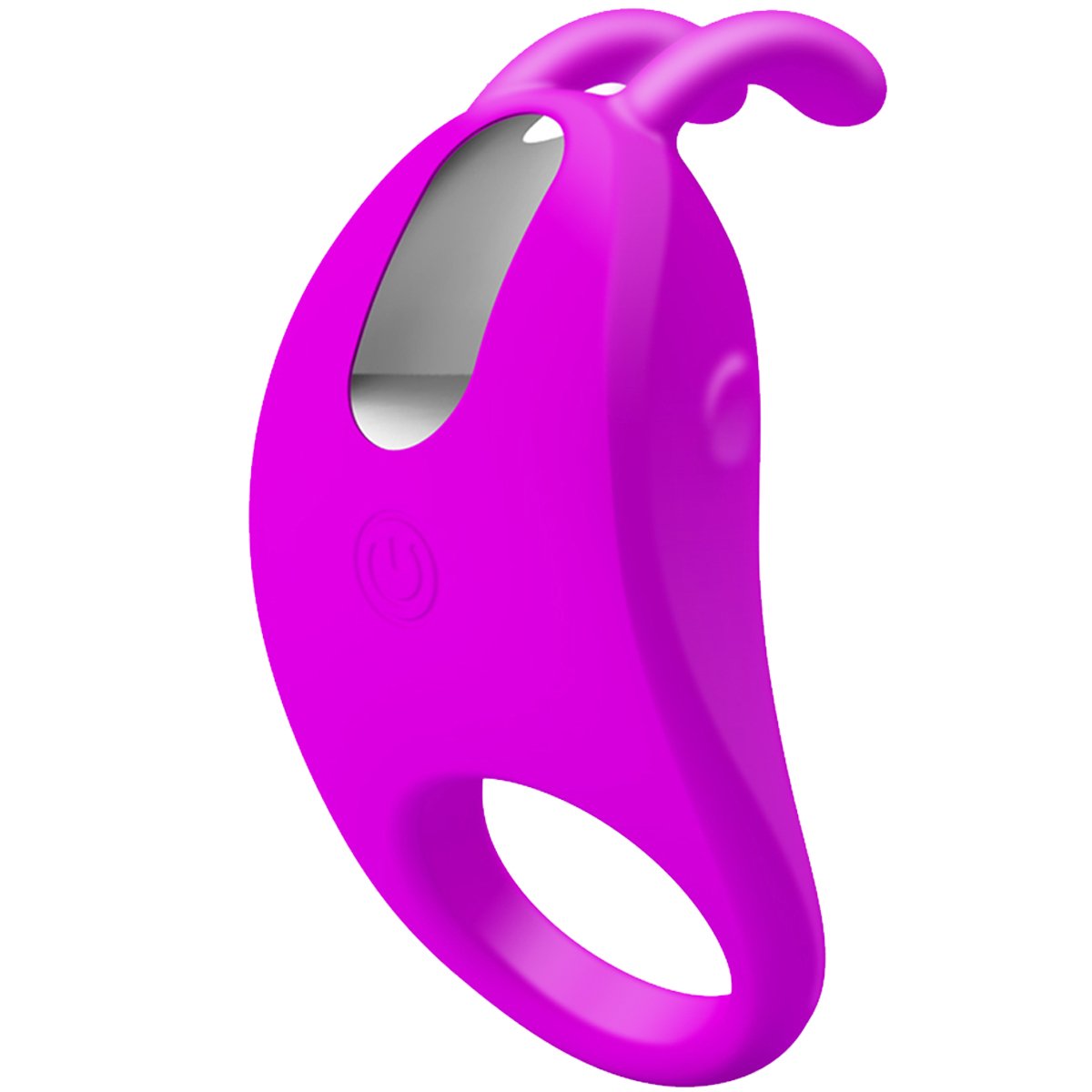 Silicone Vibrating Ring Rabbit Vibrator Cordless Rechargeable Wand Massager (Purple)