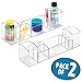 mDesign Compact Plastic Bathroom Organizer Storage Center with 8 Compartments for Organizing Toothpaste, Electric Spin Toothbrushes, Dental Floss, Tweezers, Vitamins, Medicine - Pack of 2, Clear