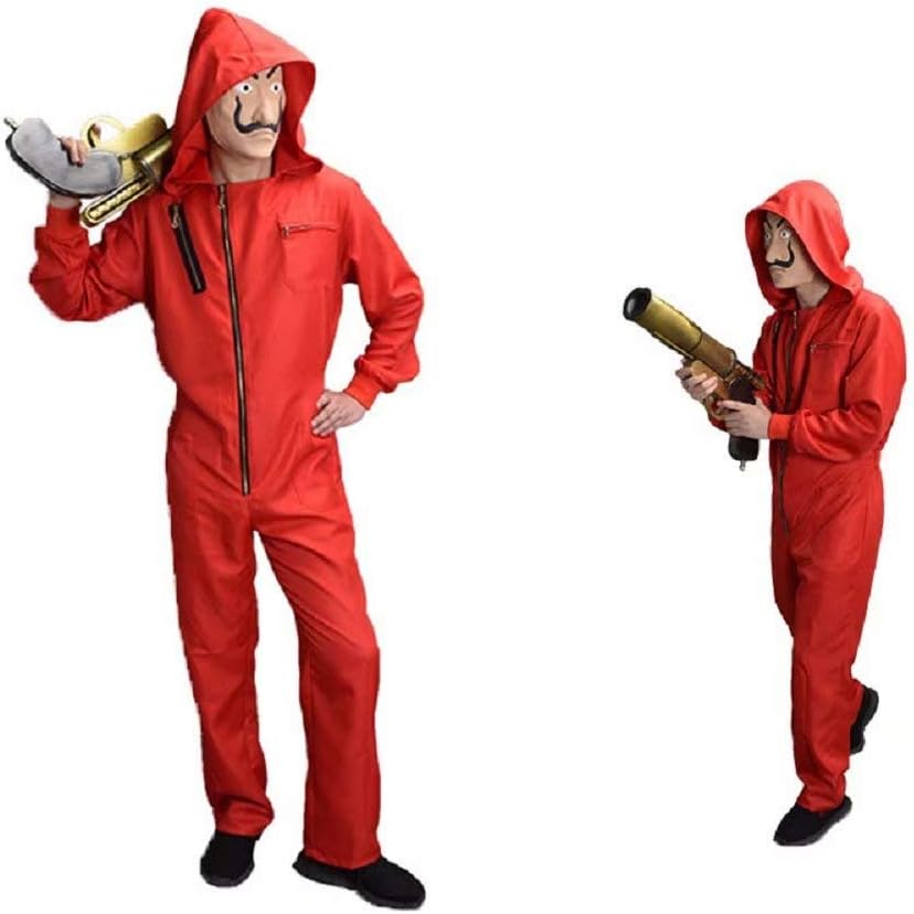 Cosplay La Casa De Papel Costume Hoodie Unisex Adult Child Costume for Combinations La Casa De Papel Red Jumpsuit + Mask Costume/Halloween Costume/Party Dress up