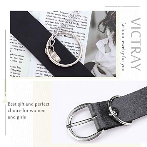 Victray Punk Leather Waist Chains Summer Beach Ring Body Chain Fashion Rave Belts Body Accessories Jewelry for Women and Girls (Black) - Thumbnail 4