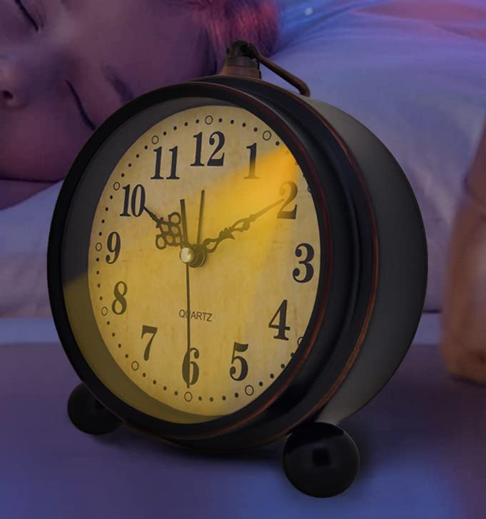 Königswerk Vintage Analog Alarm Clock, 5.25 inch Small Silent Desk