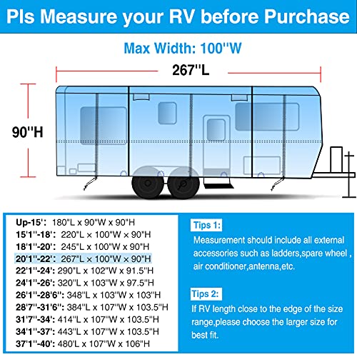 RVMasking 2021 Upgraded 150D Travel Trailer RV Cover Fits 20'1" 22