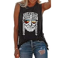 Cool-Eletina Ladies Graphic Tank Tops American Flag Shirt Womens Have A Willie Nice Day Tank Top Ladies Casual Vestladies American Flag Leggings