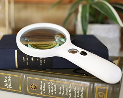 Magnifying Glass - Best Handheld Magnifying Glass With LED Light, Two Lenses (3X &amp; 15X), BONUS Batteries Included
