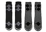 BW Men Knit Non Slip Slipper Socks With Grippers 2 Pairs