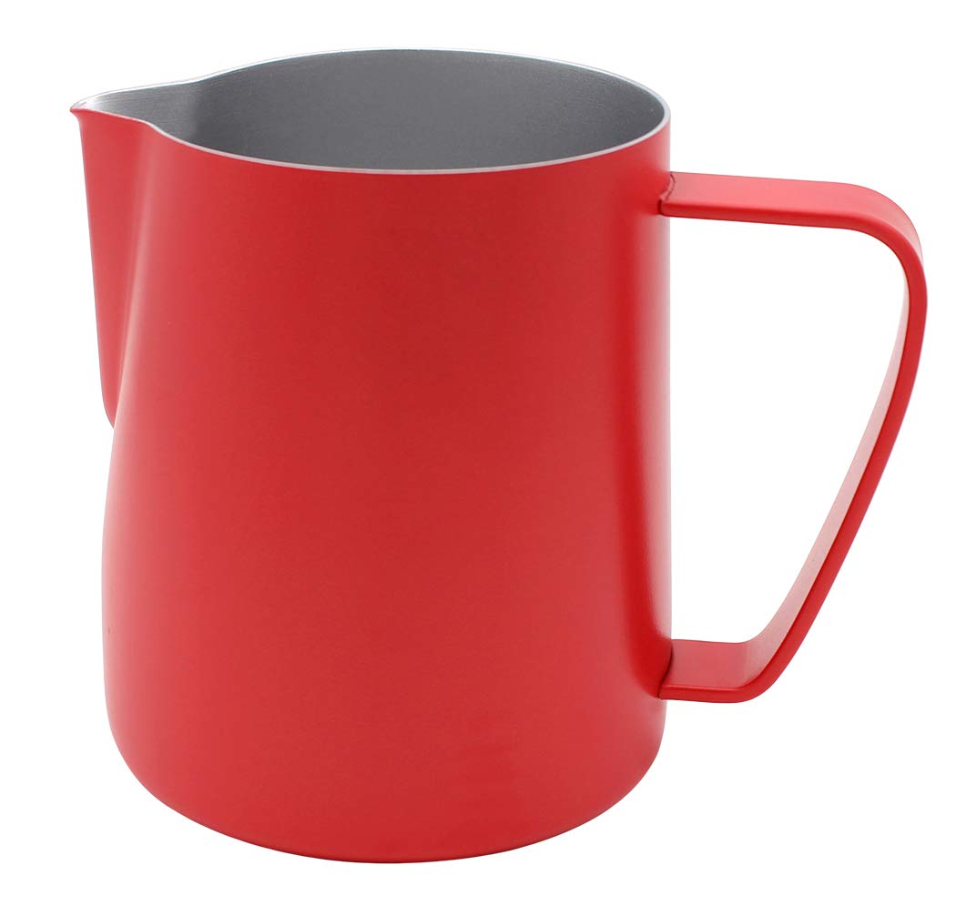 Xiaoyu Non-Stick Stainless Steel Milk Steaming & Frothing Pitcher, Matte Finish, Red, 12 oz/350ml