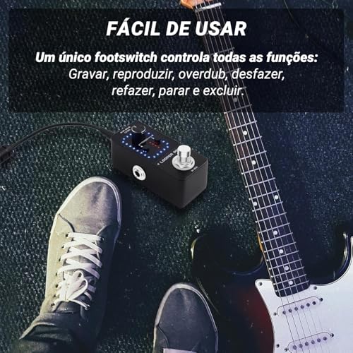 VEDO M-VAVE Pedal Looper para Guitarra com 9 Loops, 40 Minutos de Tempo de Gravação, Loop Station com Afinador, Overdub, Looper para Guitarra, Música e Esportes