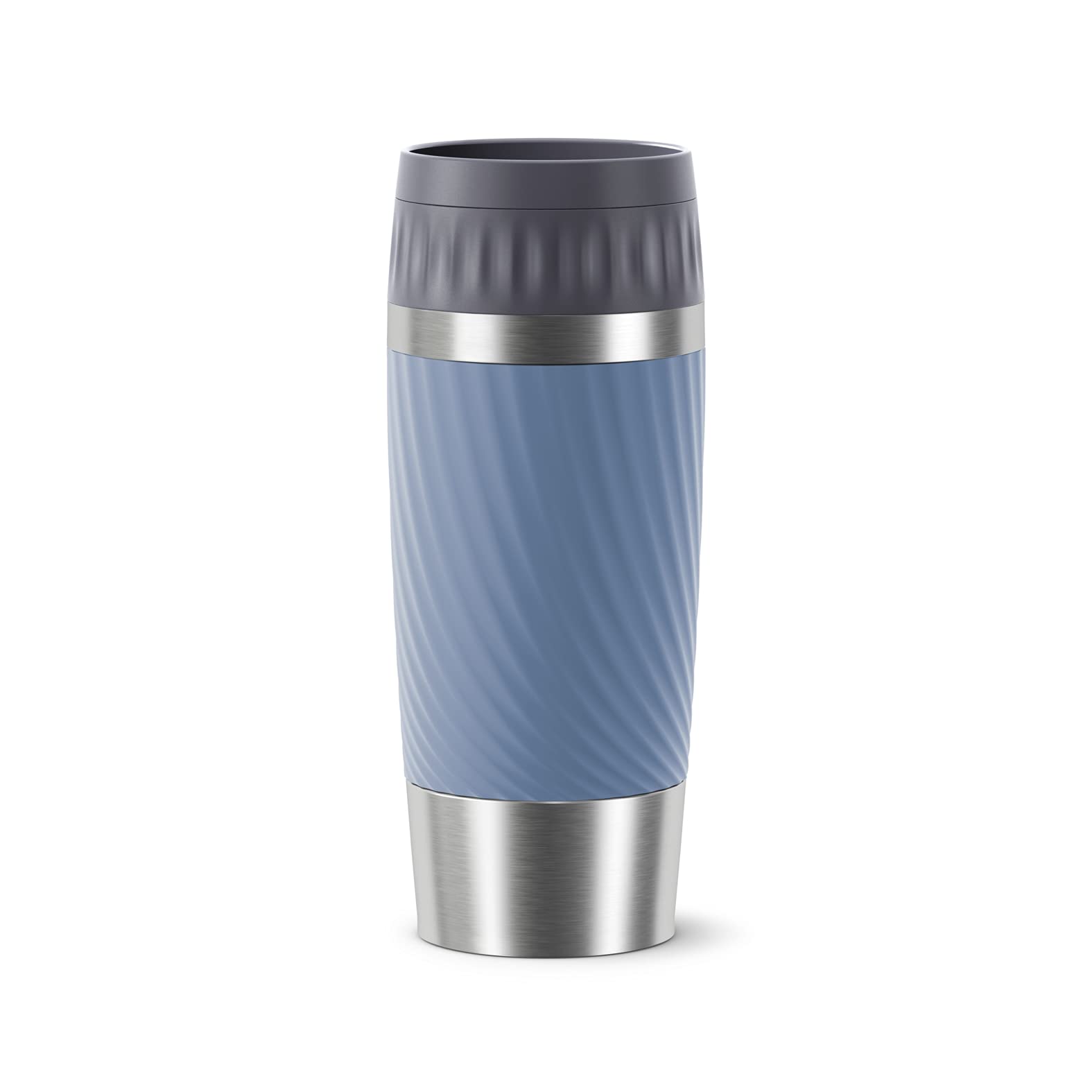 Emsa Easy Twist Travel Mug, Stainless Steel Plastic Silicone, Aqua-Blue, 360 ml