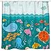 Sunlit Lovely Cartoon Sea Creatures Fabric Shower Curtain for Kids, Whale Turtle and Fish Bathroom Decor Curtain for Girls and Boys