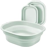 Bellglee 2 Pack Collapsible Wash Basin Set, Foldable Dish Tub, Small Medium Portable Sink for Kitchen, Camping, RV, Baby Bottles, Laundry, Plastic Washbasin -Green