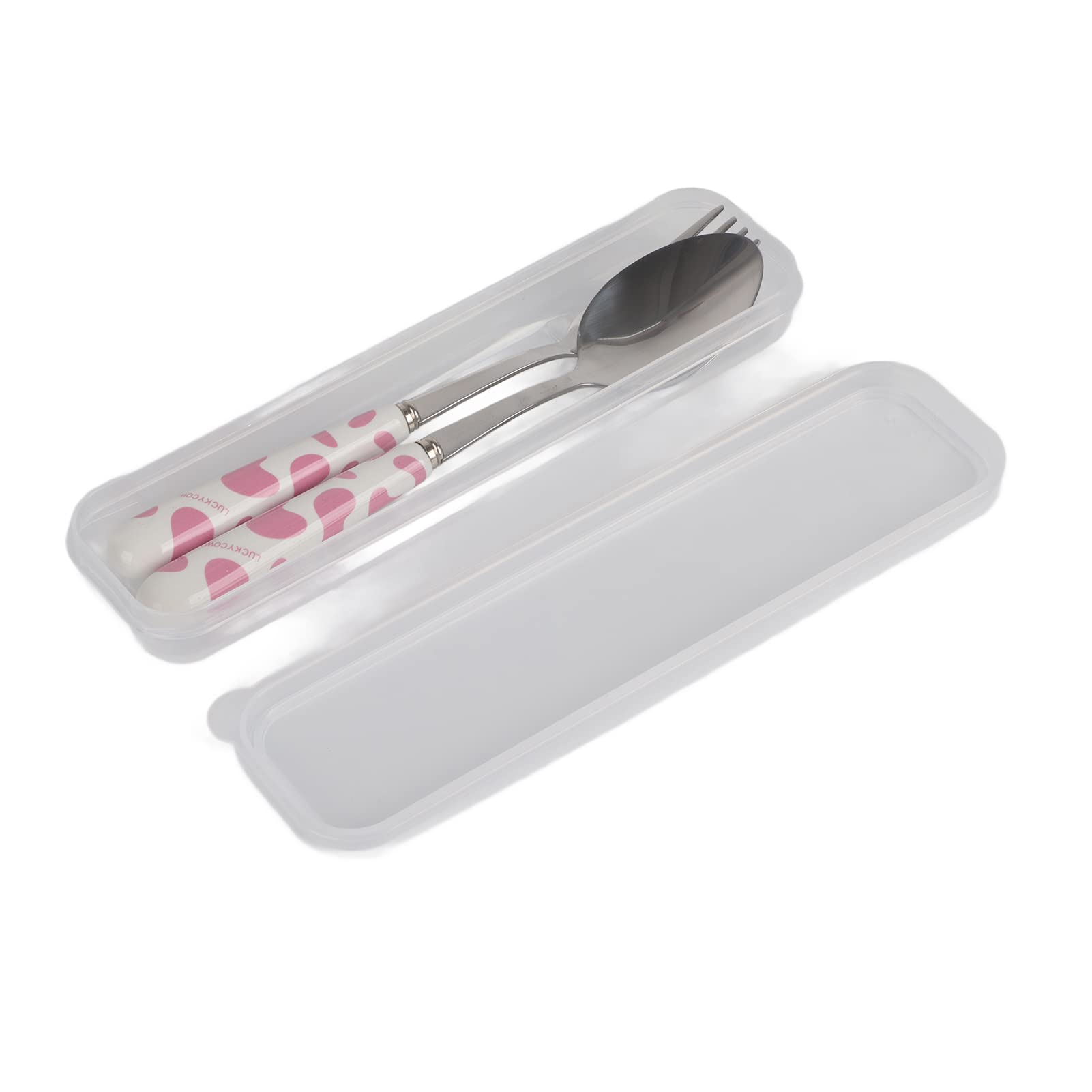 Childrens Cutlery Set Stainless Steel Nife Fork Spoon Kitchen Flatware Tableware with Box Children Set, Toddler Cutlery Set with Case, 2 Pcs Kids Travel Cutlery Set(Pink)