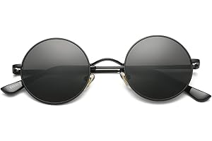PORADAY Circle Lennon Glasses Retro Round Polarized Sunglasses Hippie Style Small Circle Sun Glasses