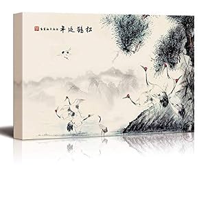 Wall26-Canvas Wall Art-Classical Red-Crowned Crane-Giclee Painting Wall Art...