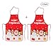 LeeLoon 2 Pack Chistmas Apron, Holiday Kitchen Apron Christmas Santa Claus/Elk/Snowman Style Decoration Apron for Christmas Dinner Party Cooking Baking Crafting House Cleaning Kitchen
