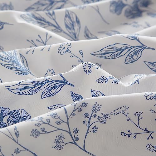 LifeTB Vintage Style Cotton Floral Duvet Cover Queen Boho Blue Floral Bedding Sets Chic Shabby Aesthetic Floral Comforter Cover Soft Botanical Bedding Sets 1 Queen Duvet Cover 2 Pillow Shams