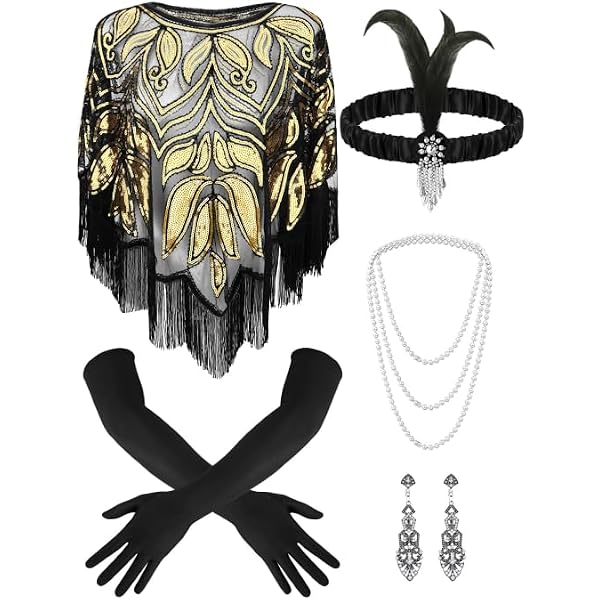 Amazon.com: SAISISAIKER 1920s Gatsby Costume Set, 5-Piece  display picture 2