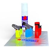 Newport Zero Butane Torch Lighter Set (1, 2 &amp; 3 Flame Lighters) + 90ml Butane Gas, Refillable Cigar Torches, Safety Lock, Auto Ignition, 2300&deg;F Jet Flame, Pocket Size for Cigars, Cooking, Soldering.