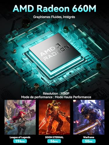 GMKtec M8 AMD Mini PC Ryzen 5 Pro 6650H 16GB LPDDR5 RAM + 512GB SSD PCIe3.0 NVME (Beat 7430U/5825U, 6C/12T 4.50GHz), Dual LAN 2.5GbE Desktop Computer, Oculink, USB4, HDMI, USB-C
