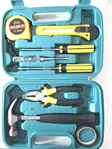 GNEY 9 in 1 Network Tool Kit Professional,Meter Tape, Cable Tester, 2 Pack Screwdriver,Pliers,PVC Tape,Hammer,Utility Knife Tool Set